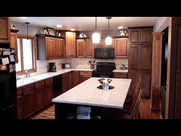 Custom Birch cabinets with black accents